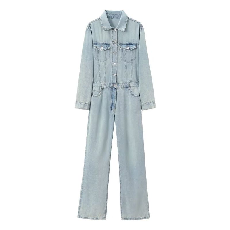 Kaslead New Arrival Women's Clothing Fashion Style Fashion Simple Straight Denim Jumpsuit 4365005