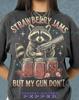Strawberry Jams But My Gun Don't Raccoon Comfort Colors® TShirt and Kids Tshirt, Funny Meme Retro Vintage Humor Tees, Animal Lover Gift,