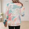 Women Plus Size Round Neck Long Sleeve Ribbed Cuffs Geometric Printed Sweatshirt