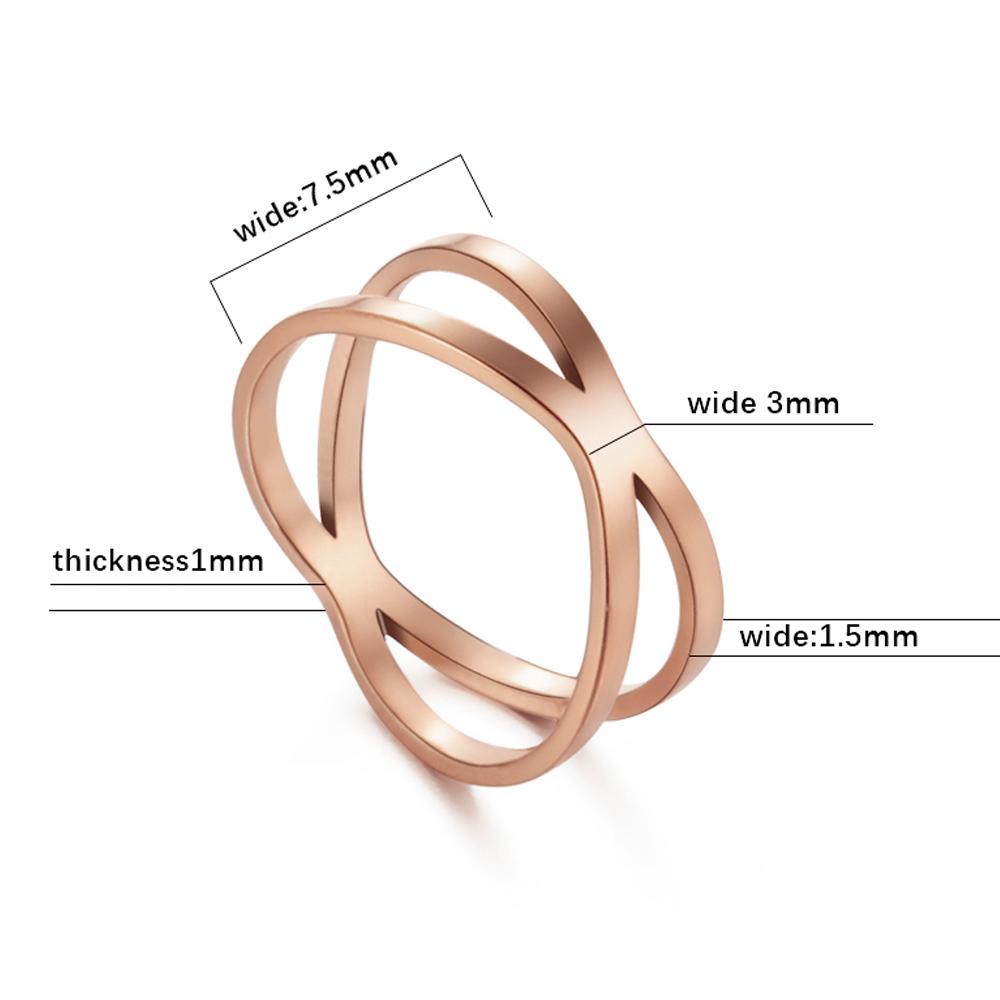 Women Cross Rings Stainless Steel Gold Color Minimalist Geometric Lines Ring Trend Wedding Jewelry Valentine Gift