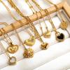 Fashion Jewelry  Stainless Steel Non Tarnish 18k Gold Plated Heart Shaped Multiple Styles Pendant Necklace for Women
