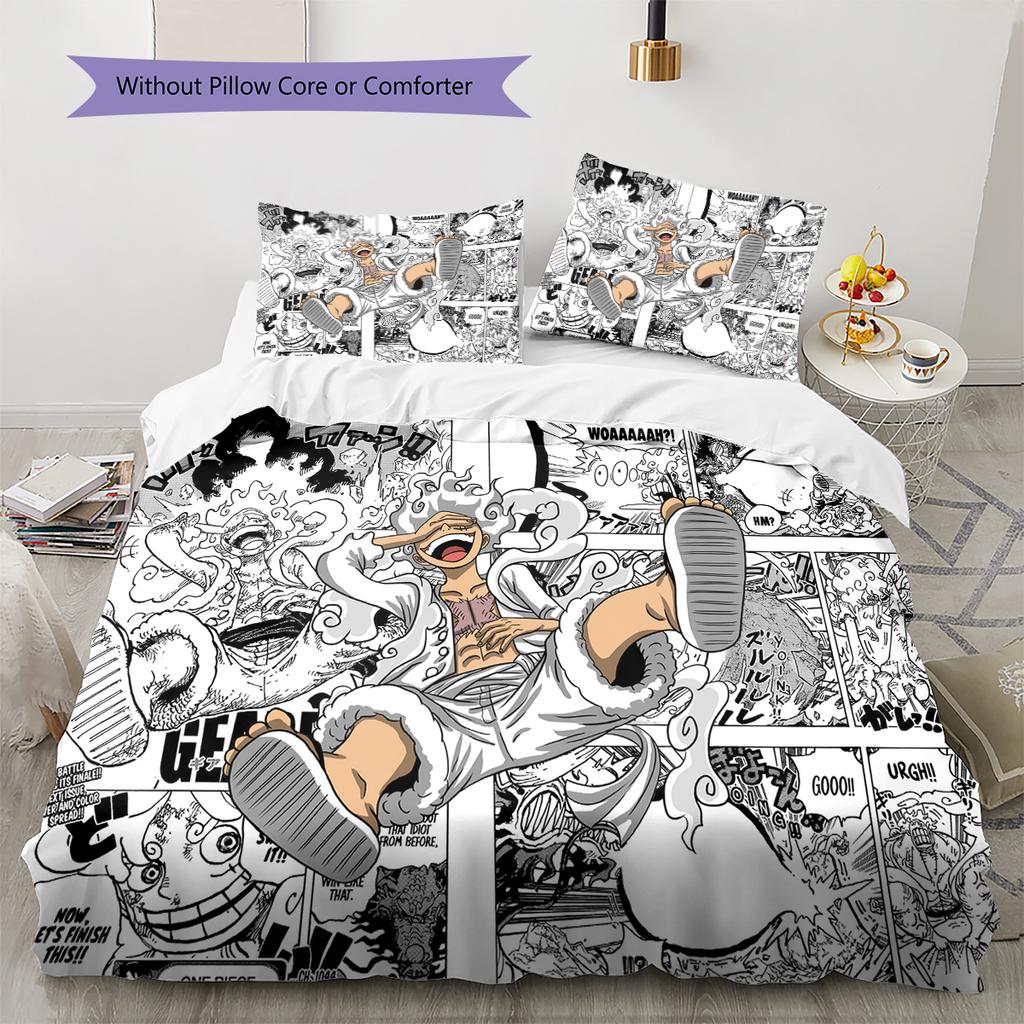 Conjunto de Colcha com Padrão de Desenho Animado Capa de Colcha Fronha Decoração de Casa Presente de Aniversário (1 capa de edredom + 2 fronhas, sem enchimento.)