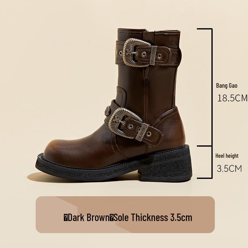 

Женские ретро ковбойские сапоги, увеличивающие рост ботинки Мартина, Весна/Осень 2025 от Myllard 43 коричневый