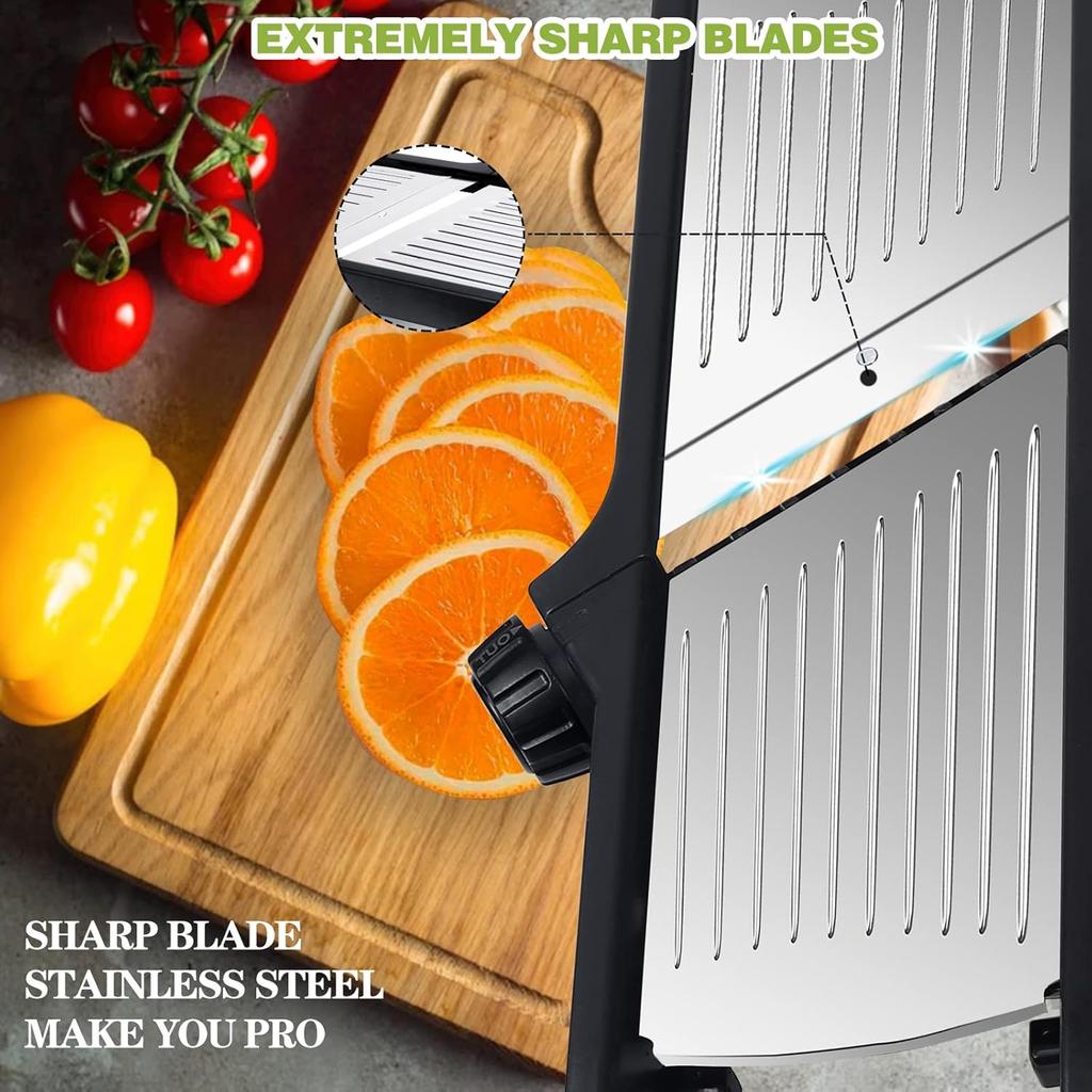 Mandoline Slicer for Kitchen, Vegetable Mandolin Slicer Julienne, Adjustable Thickness by One-Knob Control, with Safety Gloves