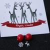 Christmas Reindeer Snowflake Red Pearl 925 Sterling Silver Stud Earrings