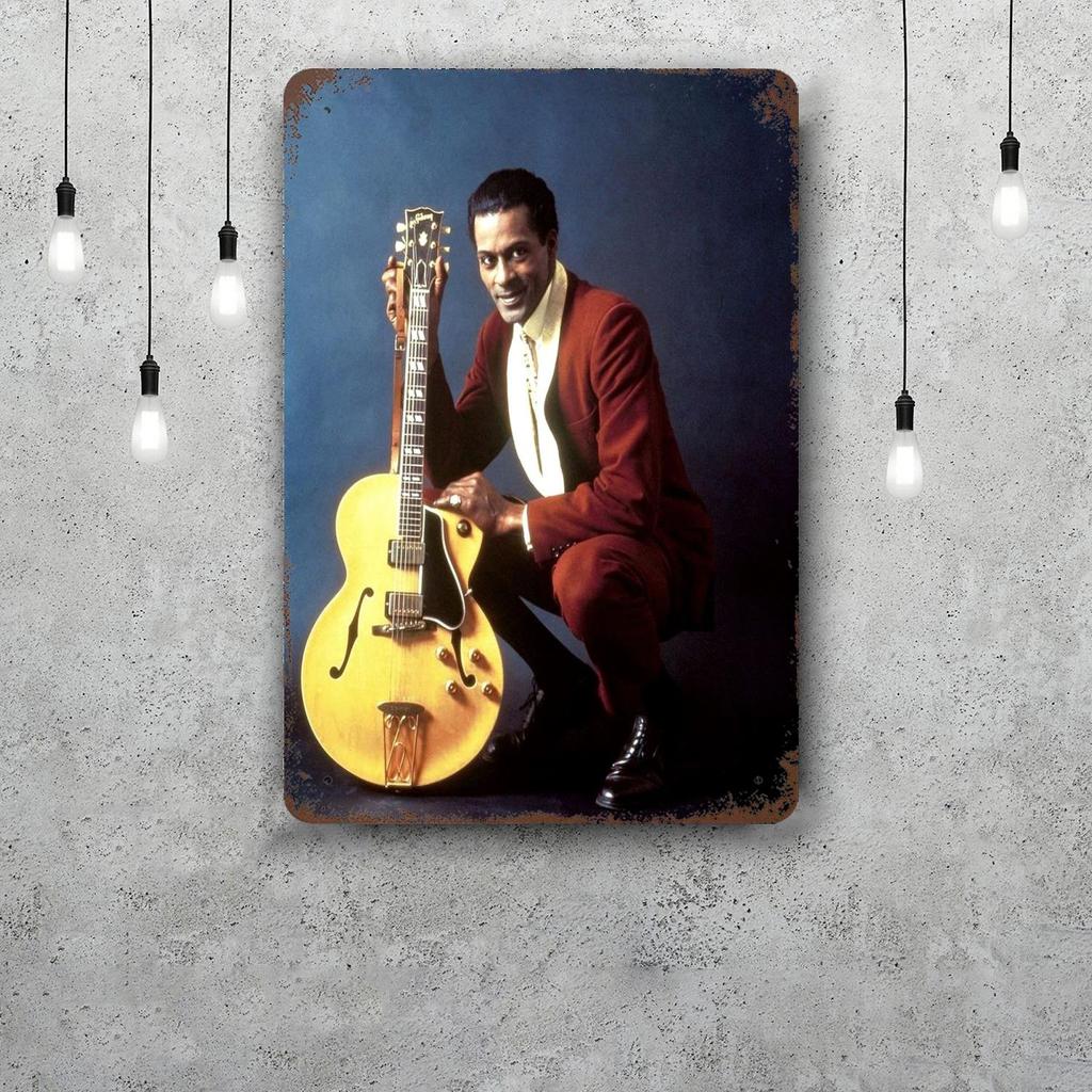Chuck Berry Band Decor Poster Vintage Tin Sign Metal Sign Decorative Plaque for Pub Bar Man Cave Club Wall Decoration