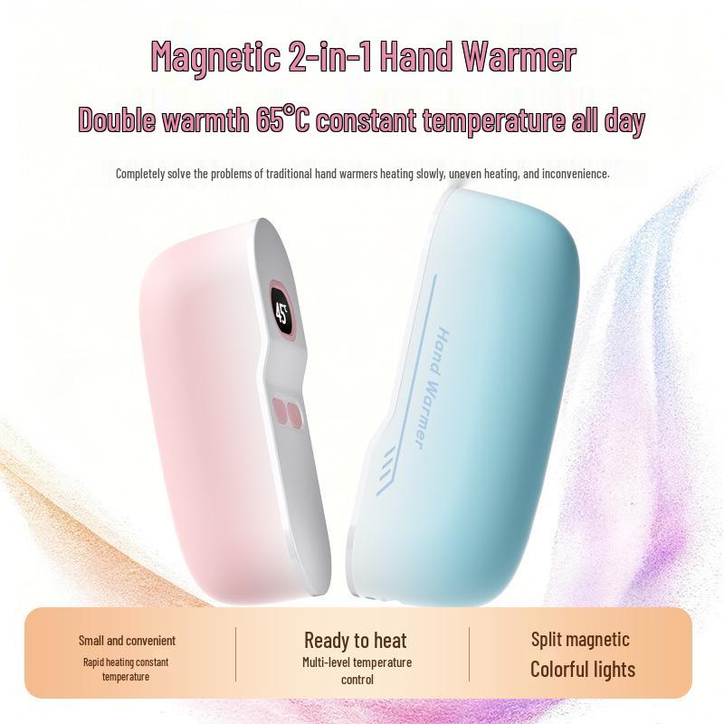 2025 Gradient Color Magnetic Hand Warmer with Digital Display - Two-in-One Detachable Design