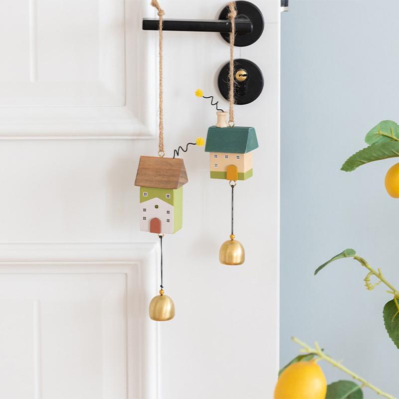 Cute Little House Wind Chimes Creative Doorknob Bell Hanging Decoration Bedroom Window Garden Outdoor Decor Birthday Gifts