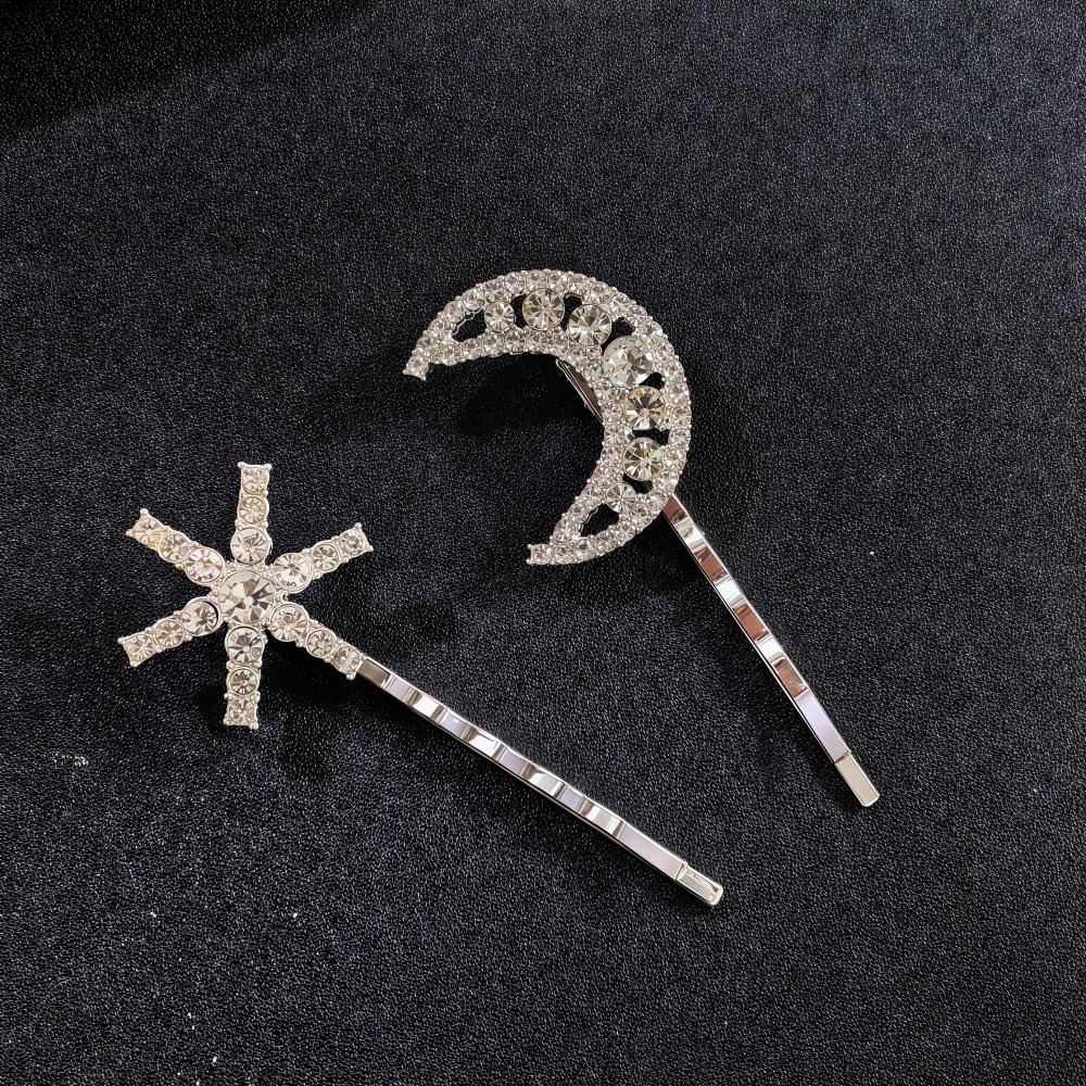 

2pcs/set Star Side Bangs Hair Clips Pins Set Metal Crystal Hair Barrettes Girl Hairpins Wedding Bridal Prom Hair Decoration