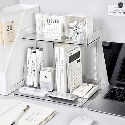 Desktop Doppelschichtiges Transparentes Aufbewahrungsregal für Badezimmer & Kosmetik