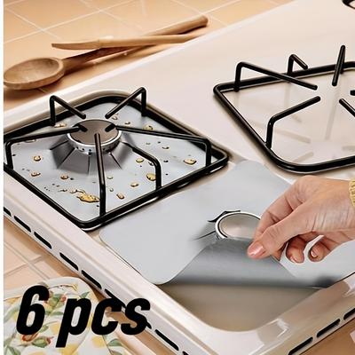 6pcs Premium Reusable Gas Range Stovetop Burner Protector Pad Liner Cover - Extra Thick 0.15mm for Cleaning Kitchen Tools