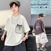 Boys' Korean Style Short-Sleeve Hip Hop T-shirt - Trendy Summer Round Neck for Medium and Large Children