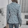 Damen Mode Revers Knopf Langarm Lässig Vintage Jacquard Schmal Geschnitten Blazer Jacke für Büroarbeit Tägliche Kleidung