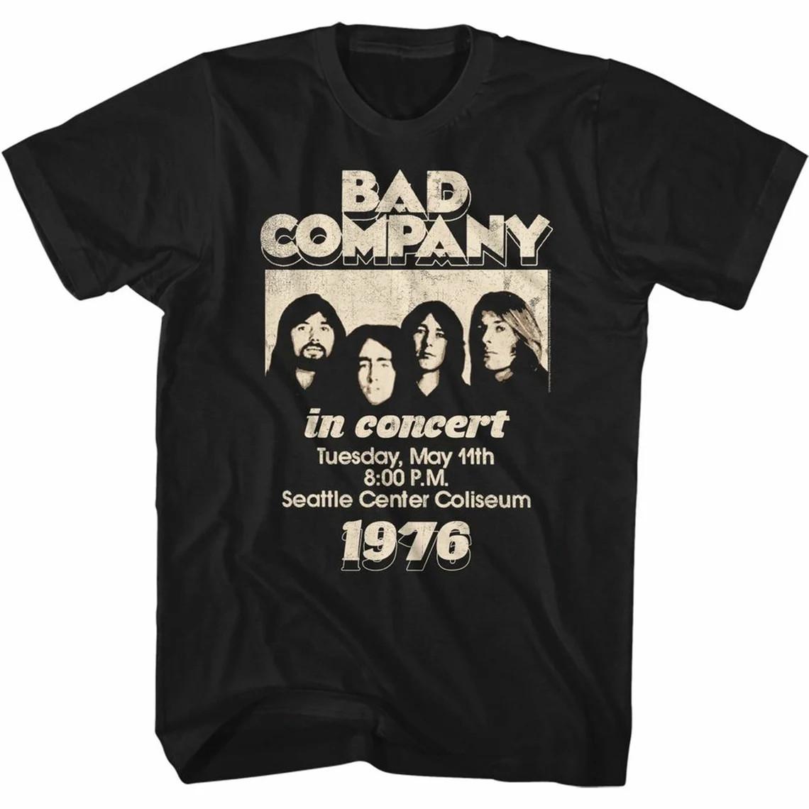 Bad Company In Concert 76 Heavy Cotton Black Unisex All Size Shirt CM082 XL