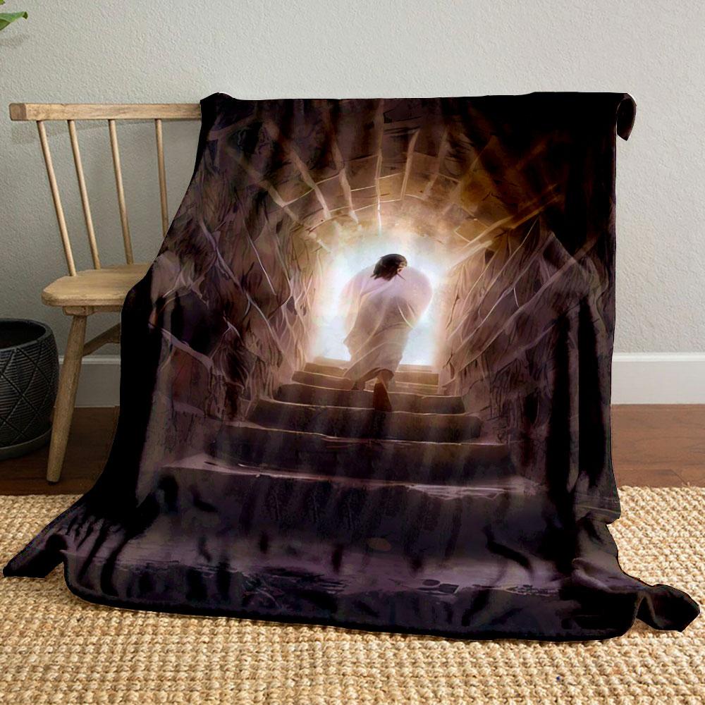 

Jesus Resurrection Theme Blanket Printed Blanket for Living Room Bed Couch lunch break Soft Cozy Blanket for Friend s festival Gift 80cm x 120cm