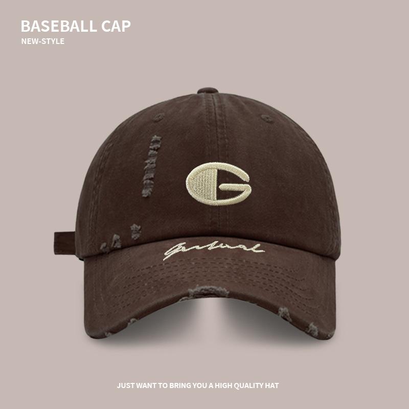 

Hat female spring summer edging hole soft top baseball cap shading face small embroidery letter cap male 54-58cm