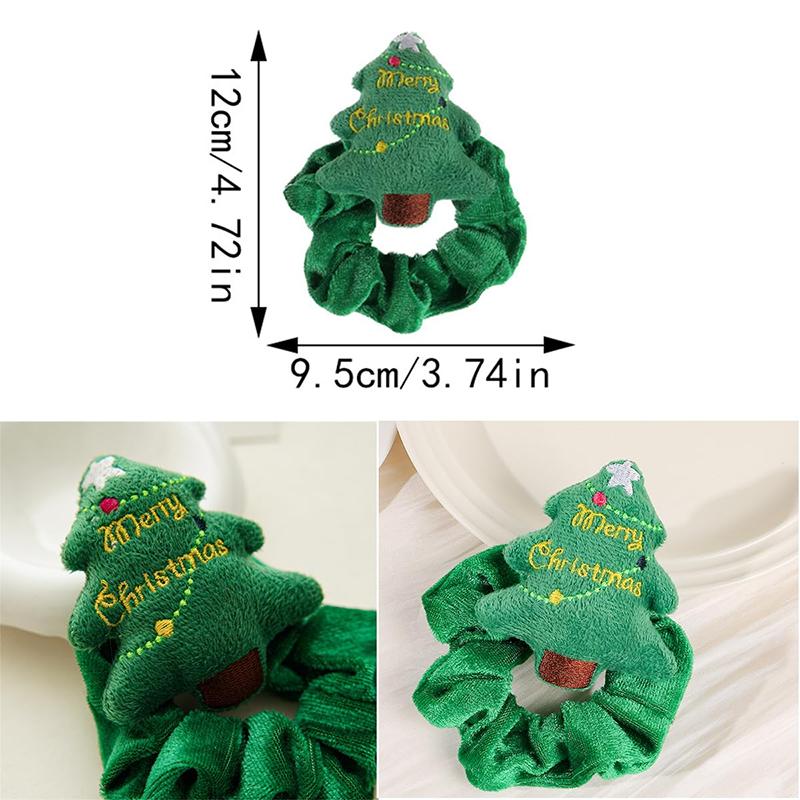 WTEMPO Women Girls Elastic Christmas Hair Ties with Christmas Series Pattern Design Soft Red Green Brown Hair Bands Xmas Ponytail Holders
