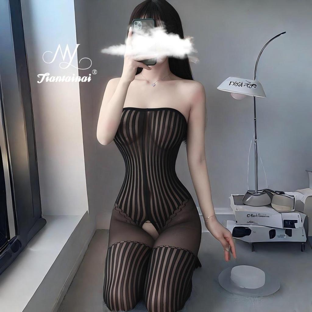 Sheer Temptation: Tearable Lingerie Bodysuit & Stockings Set