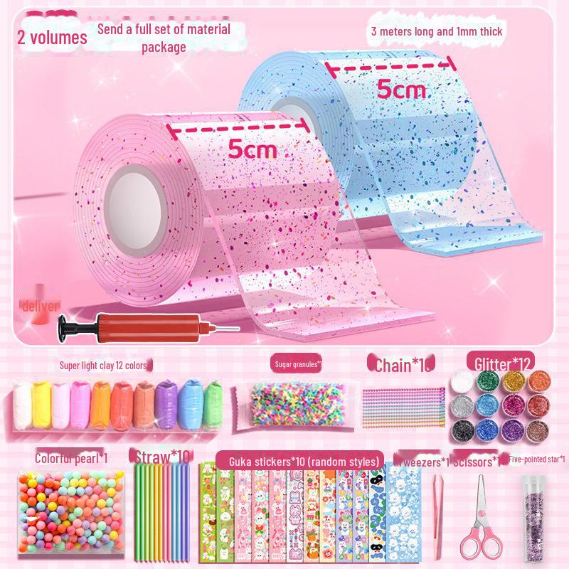 Nano Glue DIY Bubble Blowing Kit with Strong Sticky Double-Sided Tape and Decompression Toy