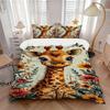 3pcs Giraffe Flowers Soft Comfortable Bedding Set, For Bedroom, Guest Room And Dorm, All - Season Use, High-Definition Printing123