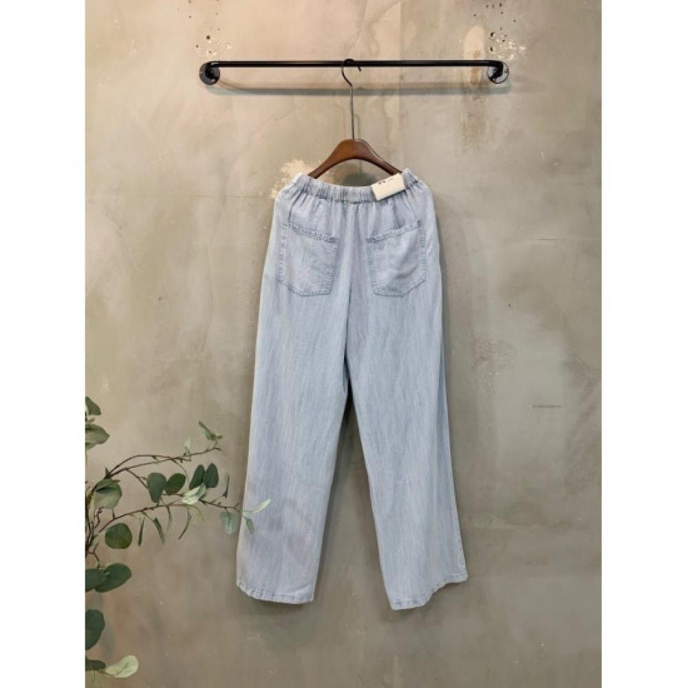 C S In The Room Women Johnny waShIng bandIng Summer Wide Denim pantS 3Color