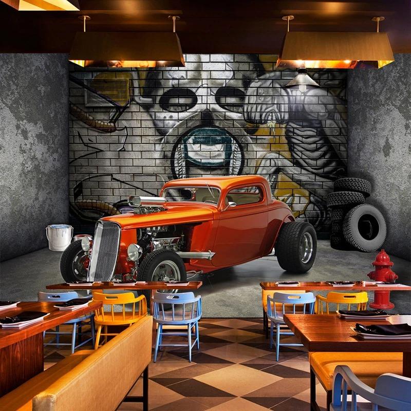 Creative Wallpaper Space Car 3d Wall Murals Skull Street Graffiti Mural Bedroom Living Room Wall Paper Home Decor