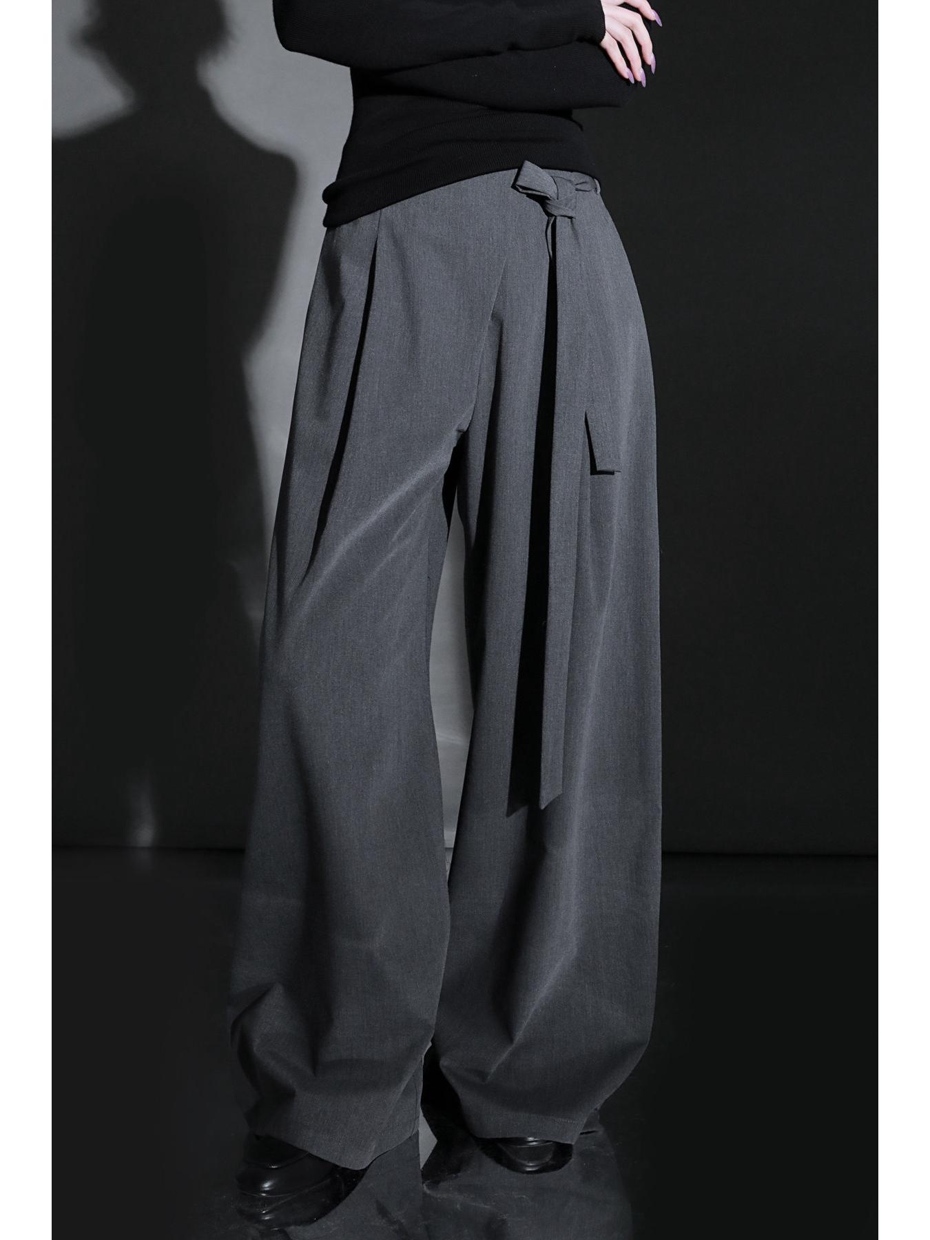 

Trendy High-Waist Tie-Up Minimalist Wide-Leg Pants for Mature Style L