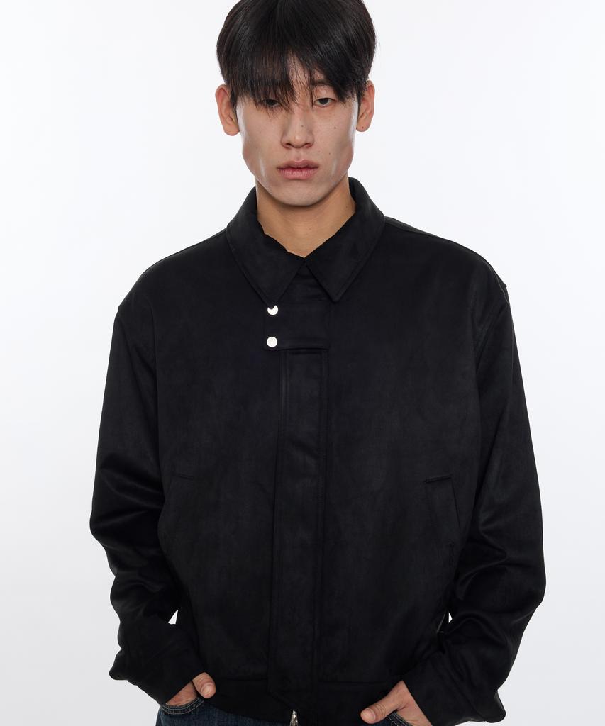 Piari Two-Way Zip-Up Suede Blouson (Black)