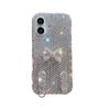 Premium flash diamond bow lanyard mobile phone case is suitable for Apple 17Promax women's Iphone16 protective case.