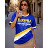 Bosnia and Herzegovina 26 Soccer Fan T-Shirt Ringer Crewneck Short Sleeve Breathable Quick Dry Streetwear Casual Football Shirt