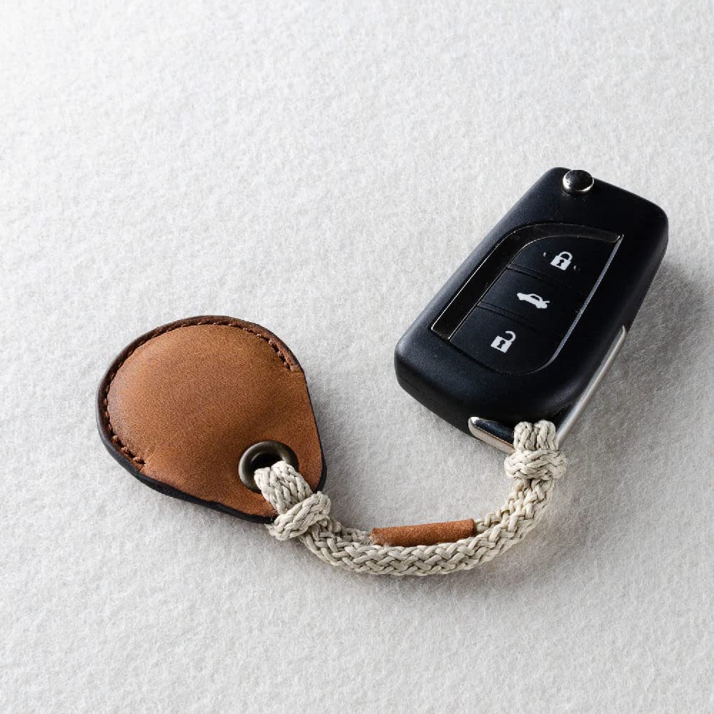 Crazy Horse Craft Brand AirTag Case Genuine Leather Cover Protective AirTag Classic Brown AT-CB