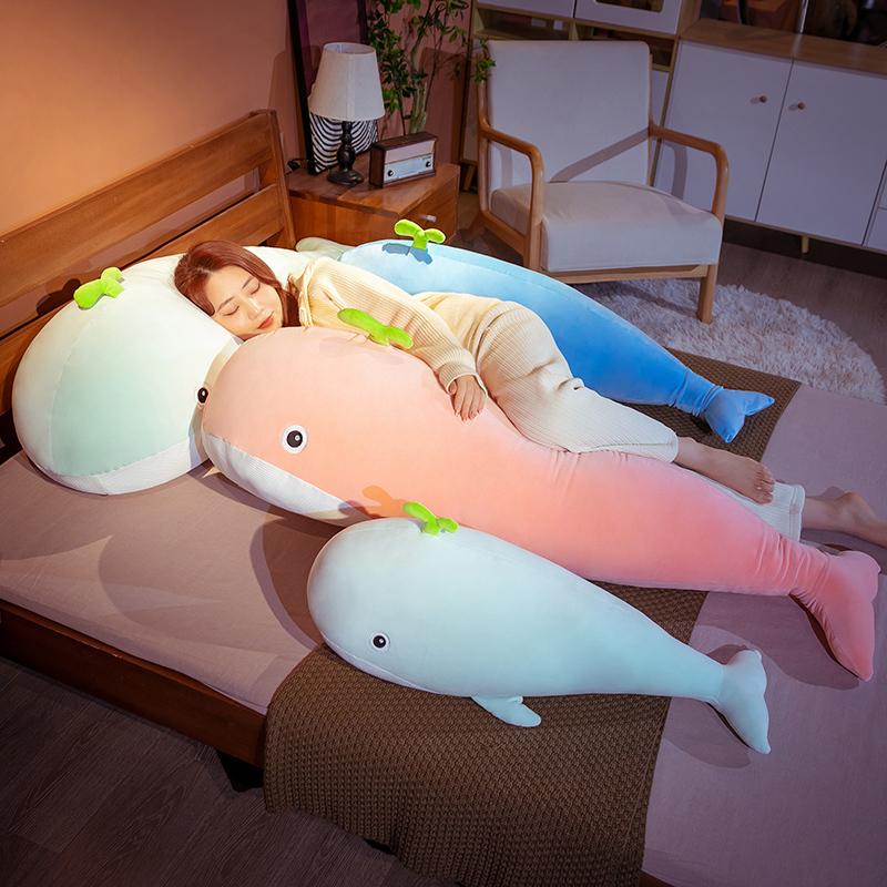 60~150cm Gentle Stuffed Whale Toy Ocean Animal Underwater Giant Whale Plushie designed for Children Birth Date Present
