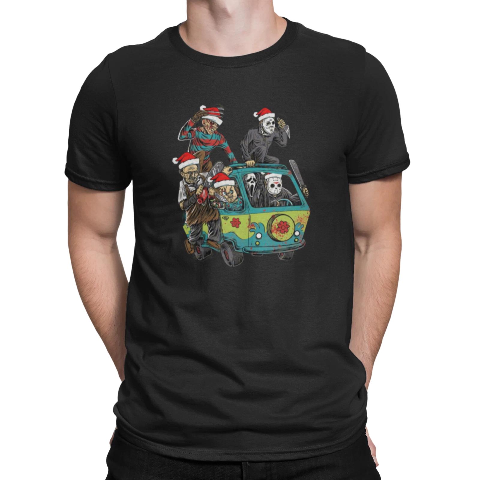 horror villains movie Christmas van funny xmas halloween Friday 13th t shirt 3XL