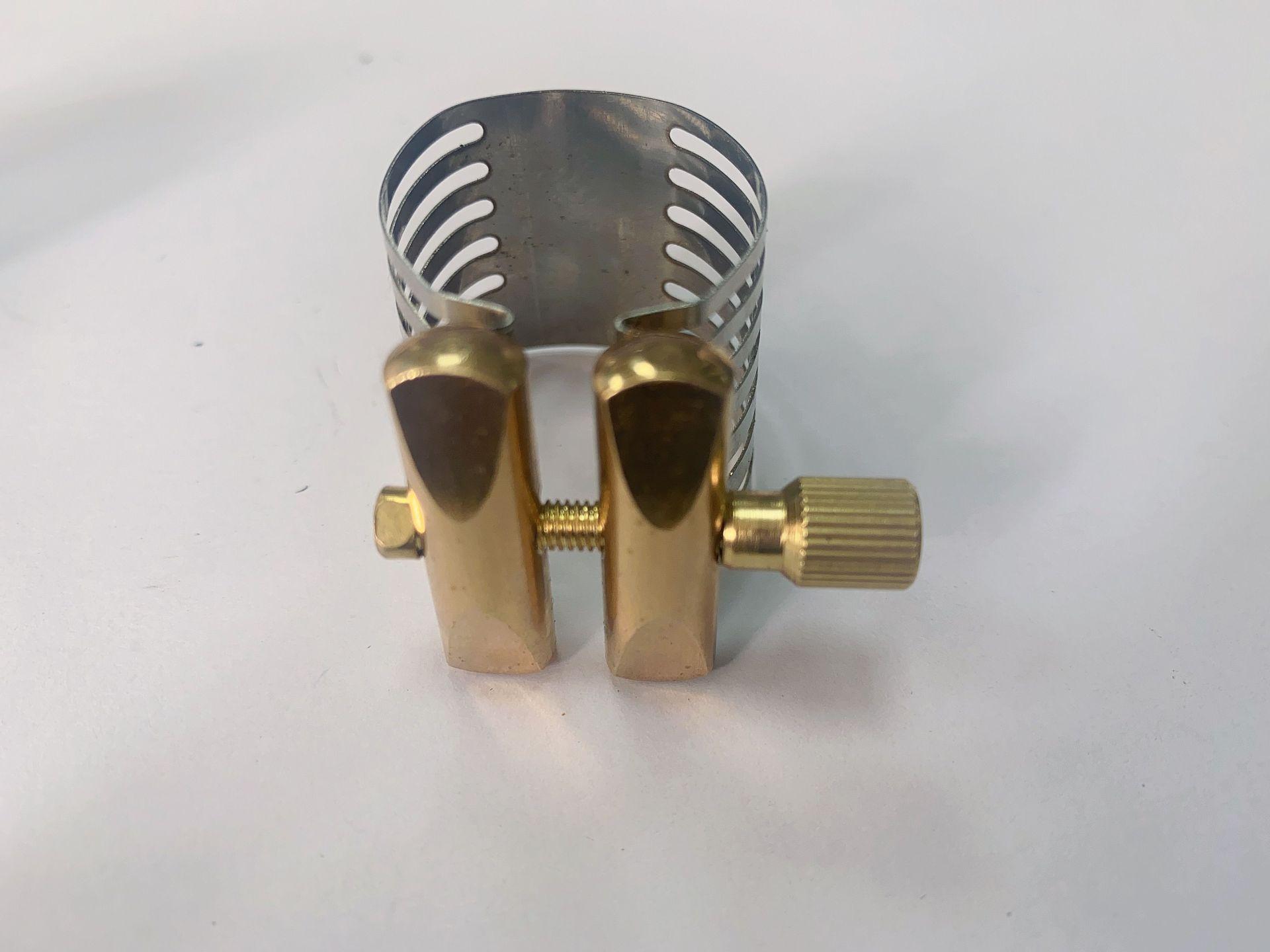 Saxophone Clamp Set: Bakelite Mouthpiece Clamp with Metal/Stainless Steel Clips for Alto and Tenor Tenor