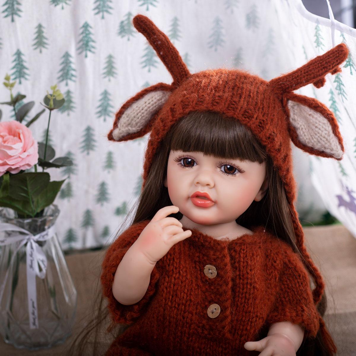 

KEIUMI 22 дюйма полностью силиконовая виниловая кукла реборн горячая распродажа Betty Girl Bebe Reborn Girl 55 см детские товарищи по играм 22 inch коричневый