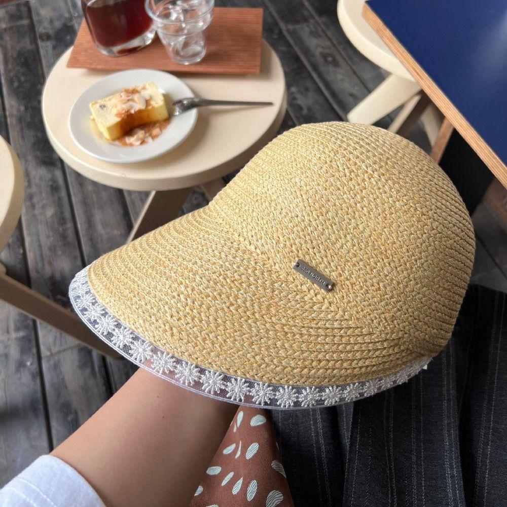 Weave Lafite Hat Daisy Equestrian Hat Sweet Lace Straw Hat  Summer