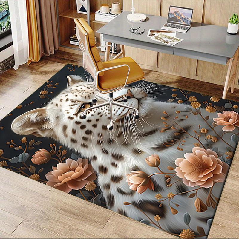 Cheetah Theme Chair Mat: Office Carpet Oversized Rug for Home Decor, Sofa Mat, Desk Protector, Gift Idea for Any Room