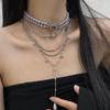 Graue Perle Mehrschichtige Fransenkette, Weibliche Nische High-End Diamantenbesetzte Wassertropfen Gestapelte Pulloverkette