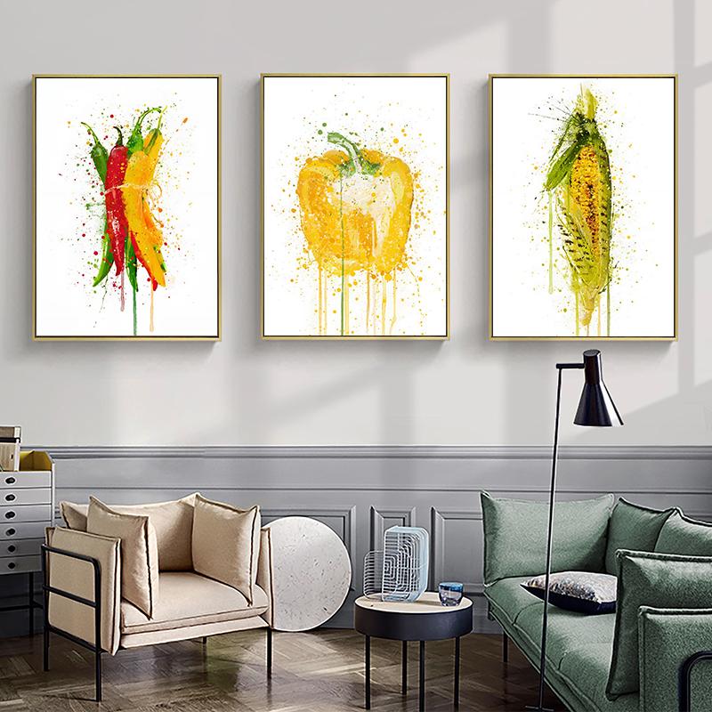 Simple Watercolor Vegetables Botanical Canvas Painting Wall Art Pictures Food Posters Art Prints Living Room Kitchen Home Decor