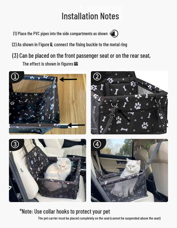 Waterproof Foldable Pet Seat & Mat for Car with Dog Cage & Bed
