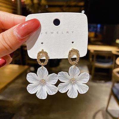 1 paar Koreanische Ins Stil Große Blume Ohrringe Alle-Spiel Elegante Temperament Ohr Bolzen Für Frauen Einfache Eardrop Schmuck
