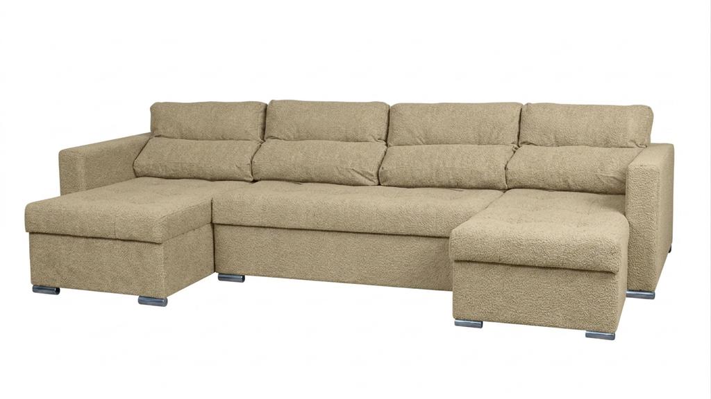 Großes Schlafsofa in U-Form Varius BIG mit Schlaffunktion, 3 Bettkästen, Bouclé-Struktur, Family Meble