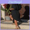 Elegante Damesmode Knopen Lange Mouwen Losse Jurk Oversized Maxi Thee Jurk