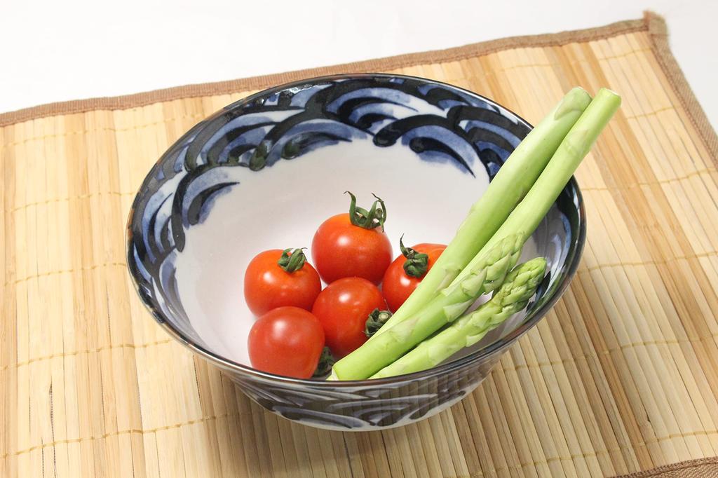 Castle Enterprises Made In Japan Mino Ware Everyday Use Series Wave Pattern Ramen Bowls, Set of 6, 18.1cm Diameter X 9cm Height