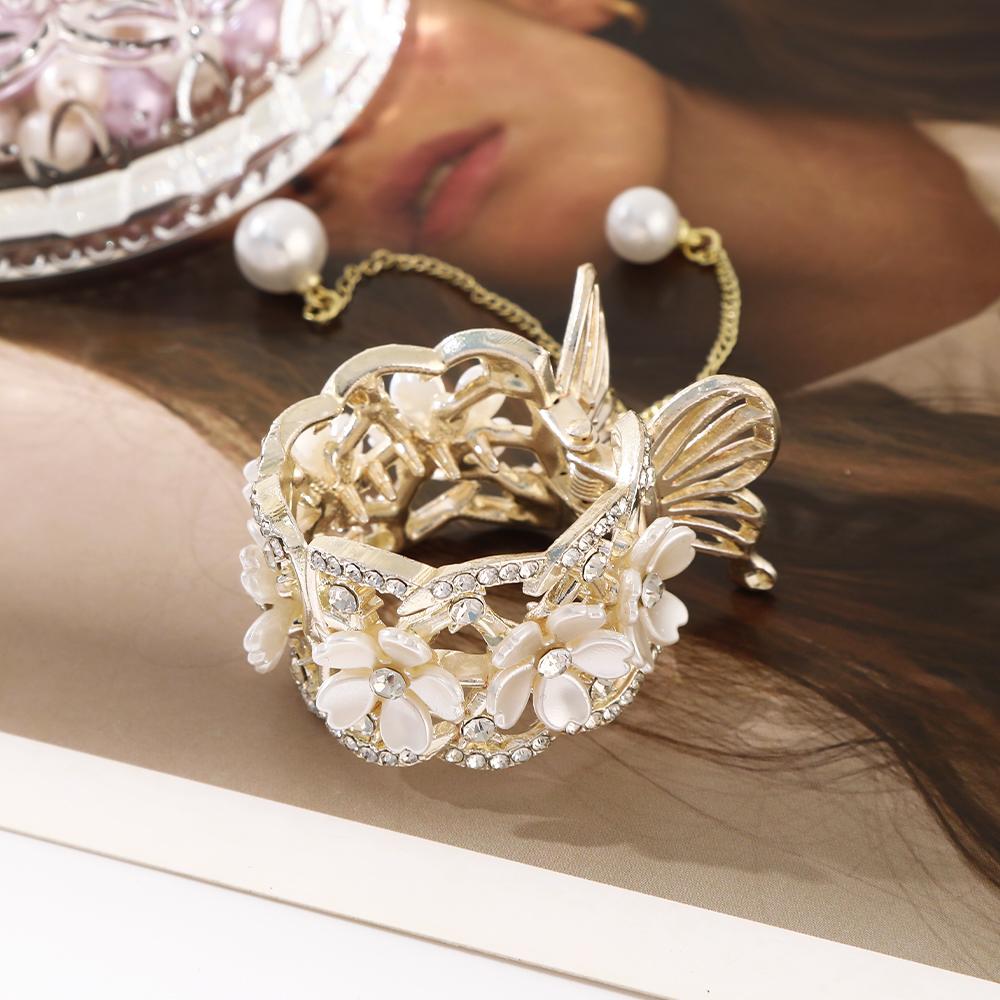 Molans Pearl Rhinestone Hair Clip For Women Simple Hairpin High Ponytail Holder Hair Claw Hair Accessories