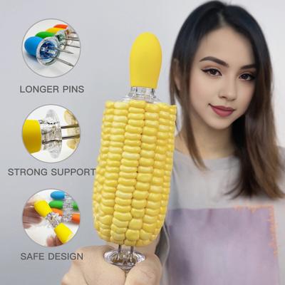 1 Pair Corn Holders Stainless Steel Corn Cob Holders BBQ Skewers for Home Cooking Twin Pin Sweetcorn Holders Multi-Functional Barbecue Forks