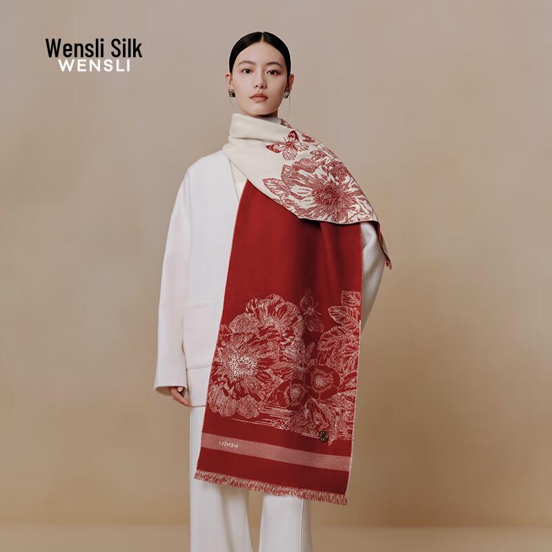 

Женский зимний шарф Wanshili с цветочным узором, 100% шерсть One Size