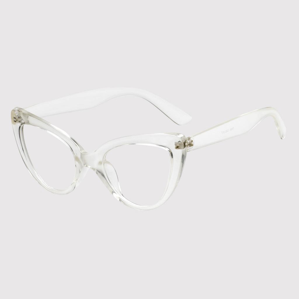 TR90 Light Transparent Polarized Shades Women's Plastic Cat Eye Stylish Kitten Full Rim Eyeglasses For Prescription Lenses