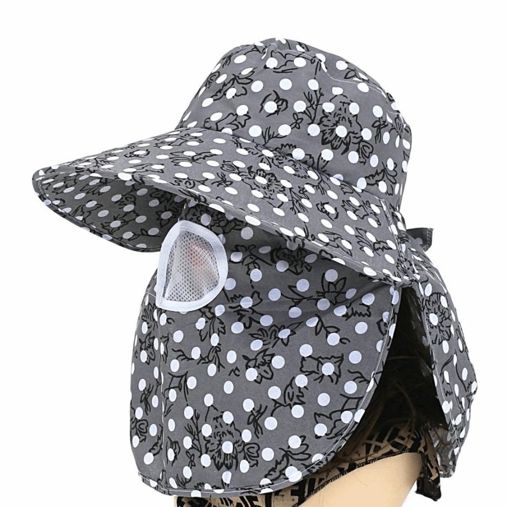 Wide Brim Face Mask Sun Hat UV Protection Fisherman's Hat Tea Picking Work Hat  Summer Outdoor
