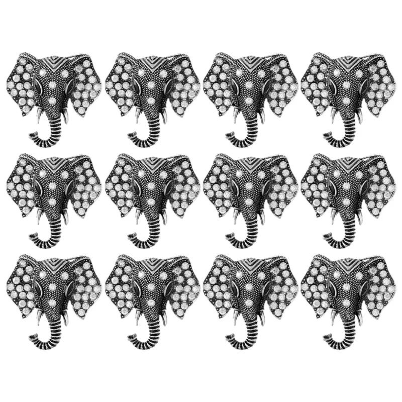 6/12pcs Retro Elephant Napkin Rings Chic Rhinestone Elephant Napkin Ring Western Napkin Buckle Table Decoration